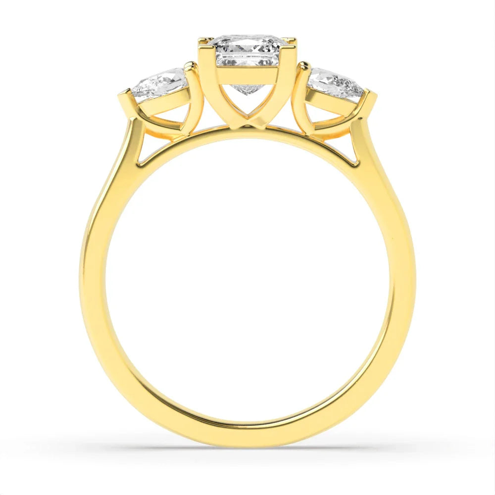 Versailles 4 Prong 0.50ct Princess/pear Lab Grown Diamond High Set Three Stone Engagement Ring